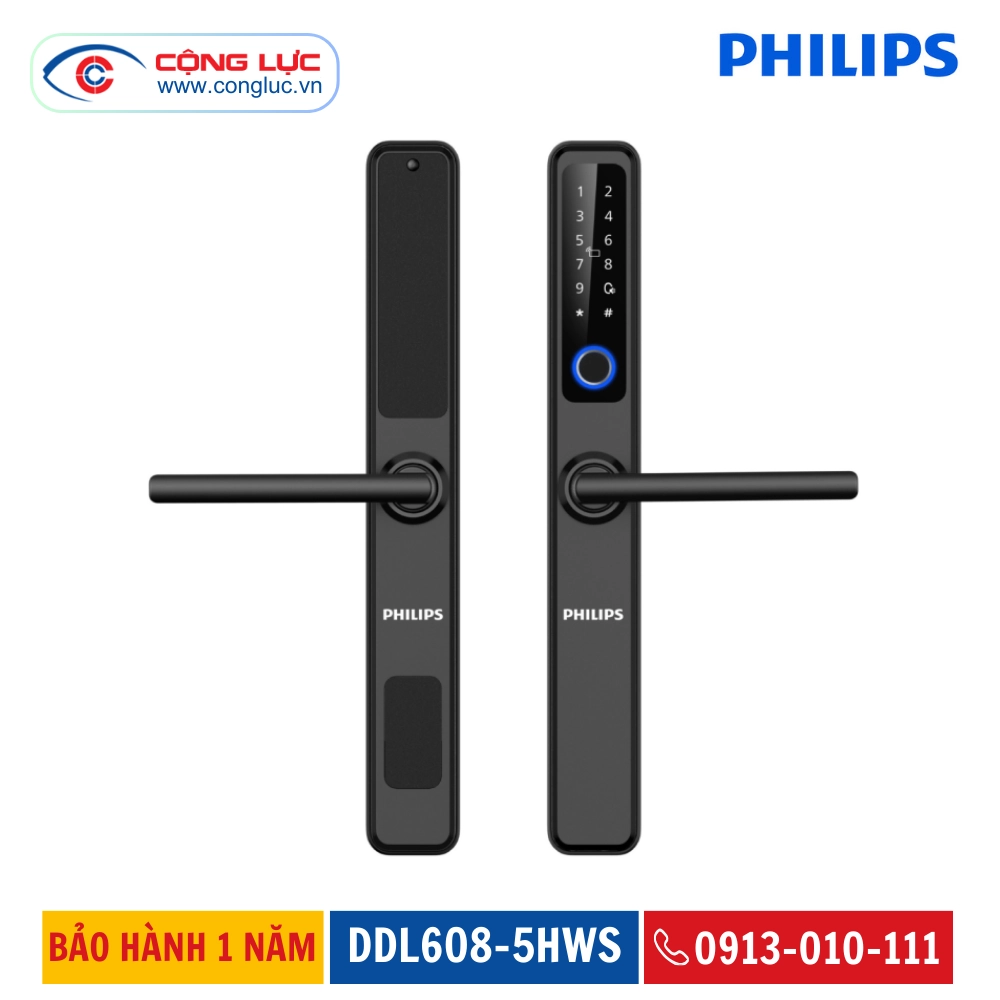Khóa Vân Tay Cửa Nhôm Philips DDL608-5HWS